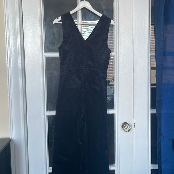 Paige sleeveless black corduroy flare wide leg romper denia jumpsuit chic size 2 - Picture 9 of 12